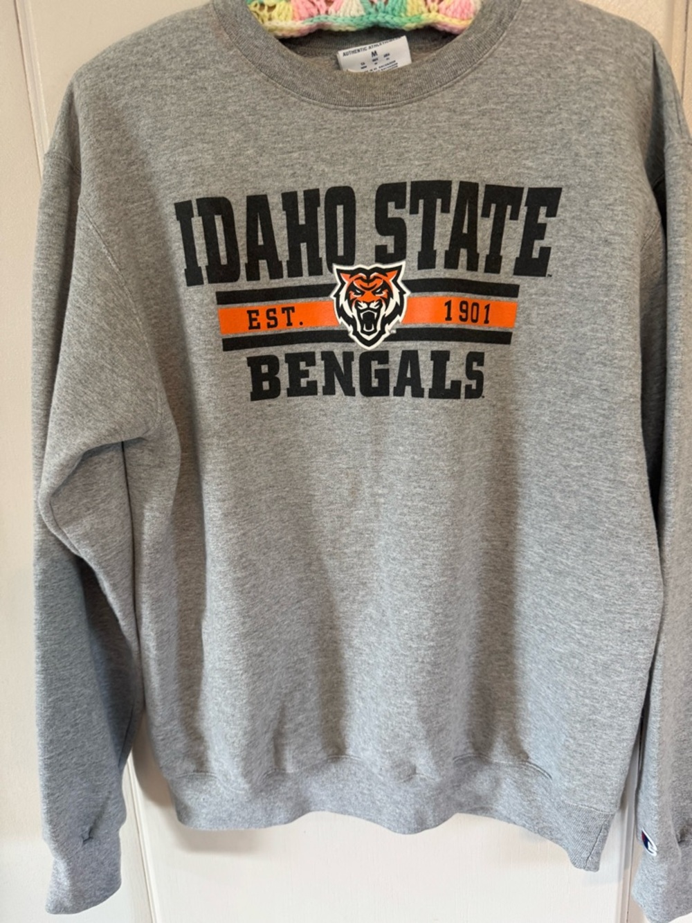 Champion Gray Sweatshirt with Orange and Black Bengal Logo